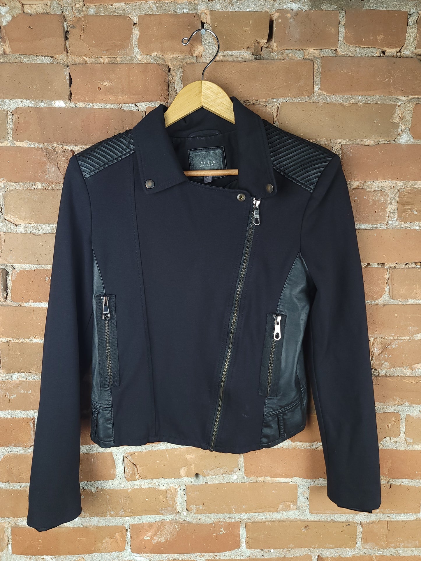 Guess Black Leather Coat