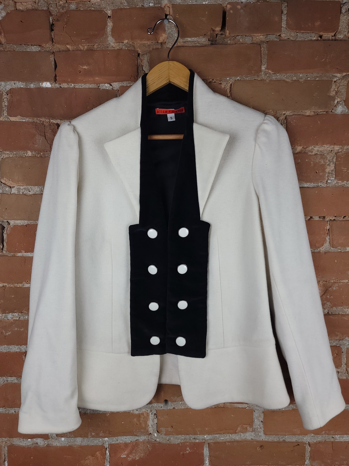 Alice + Olivia Black & White Wool Blazer