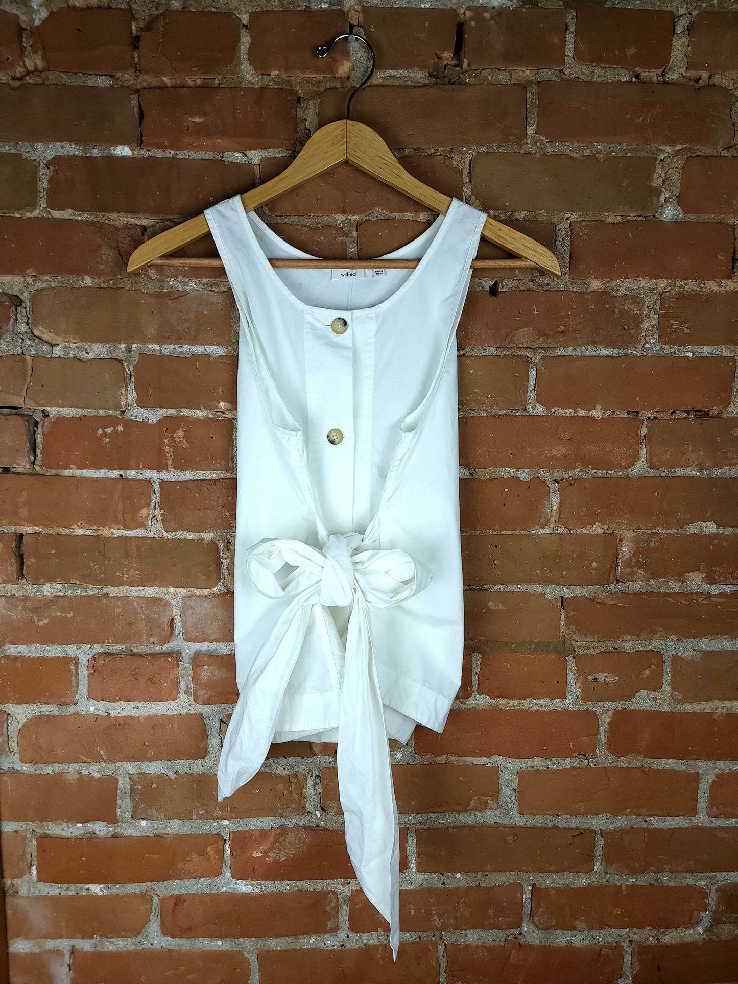 Aritzia Wilfred White Butt-Up Tie Cotton Tank