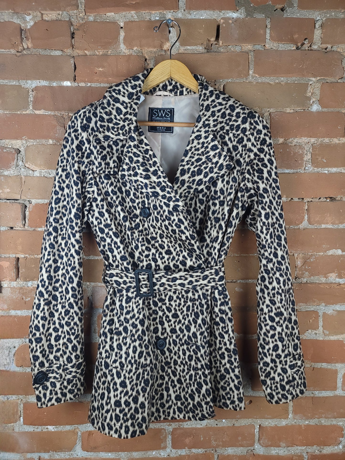 Cheetah Print 100% Cotton Belted Button Coat