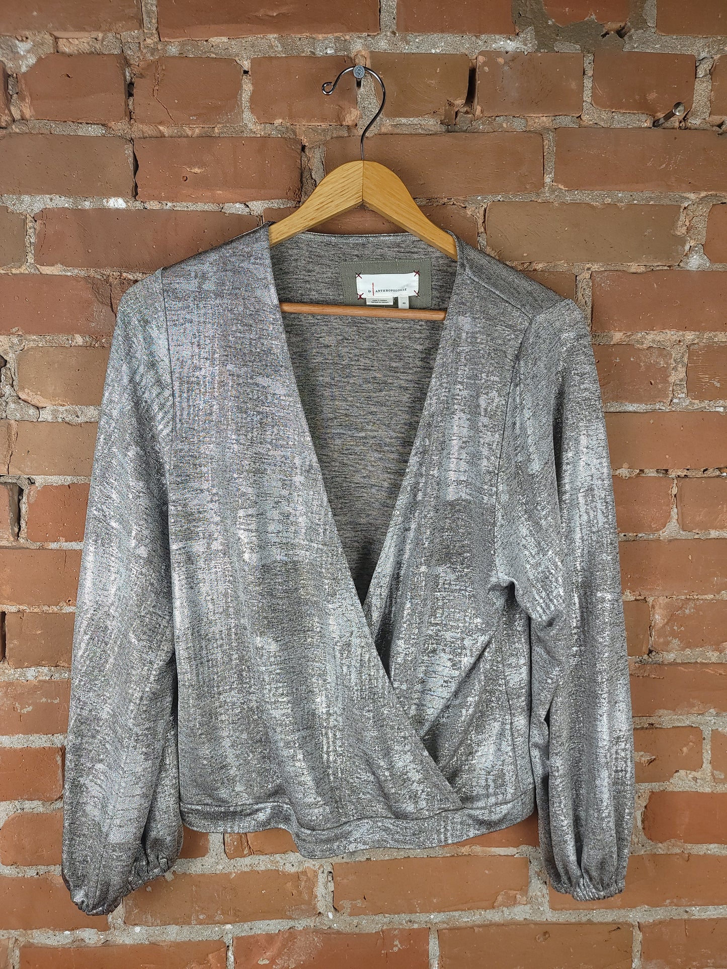 Anthropologie Silver Long Sleeve