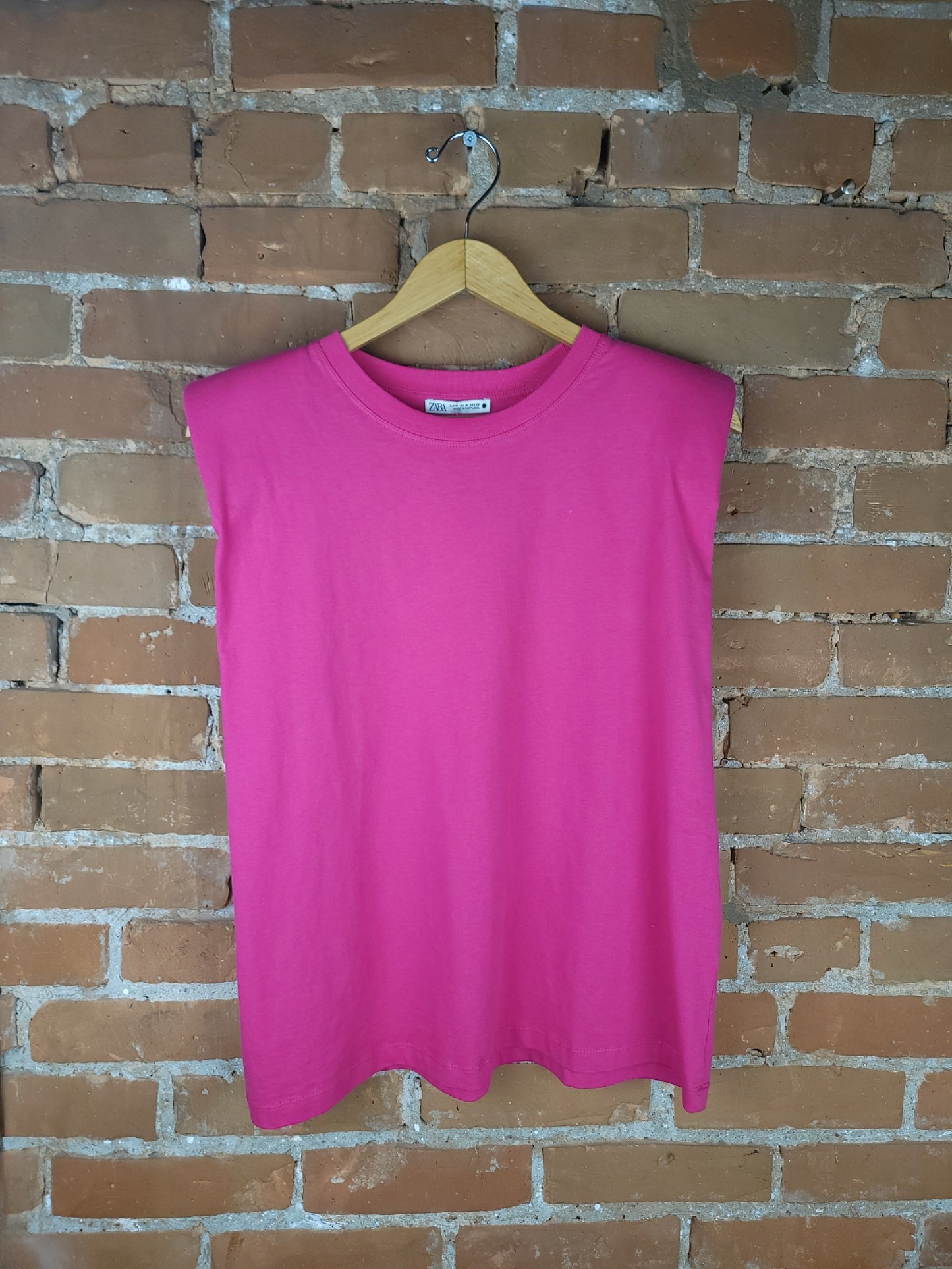 Zara Hot Pink Shoulder-Padded Tank