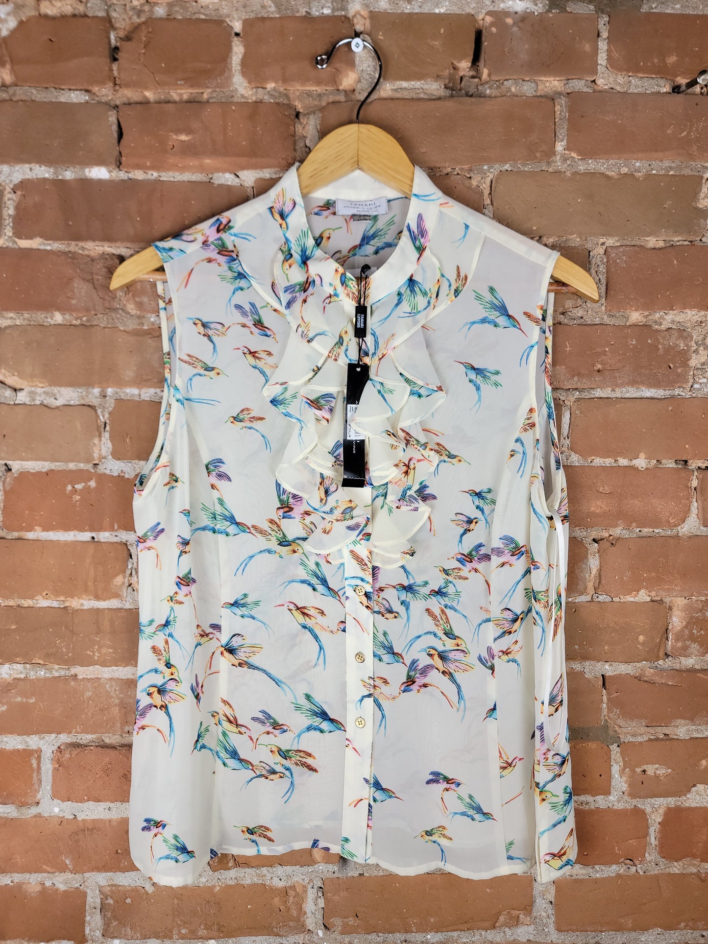 Tahari Humming Bird Patterned Tank Blouse