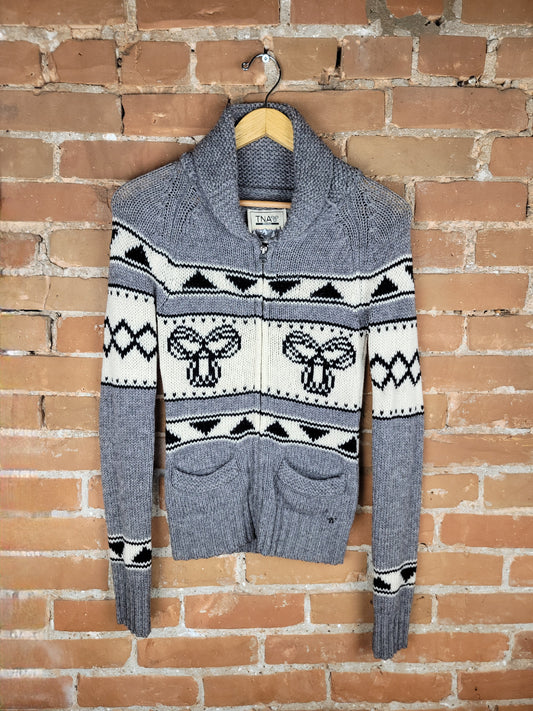 Aritzia TNA Knit 100% Lambs-Wool Zip Sweater