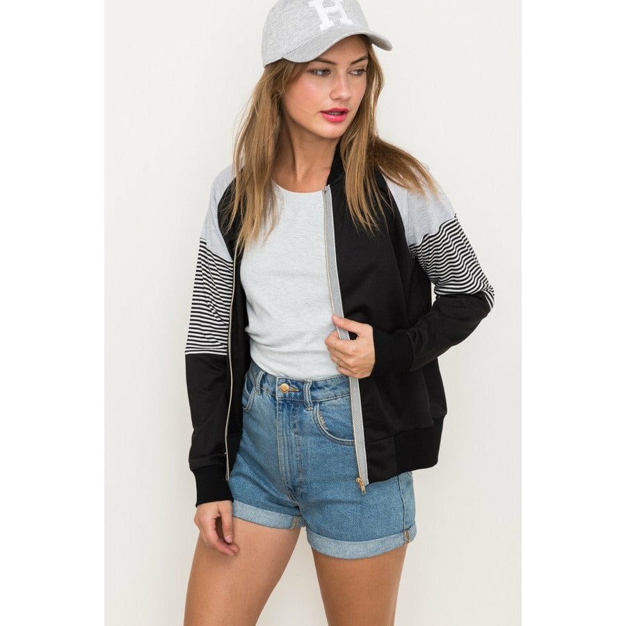 Zip Up Black Grey